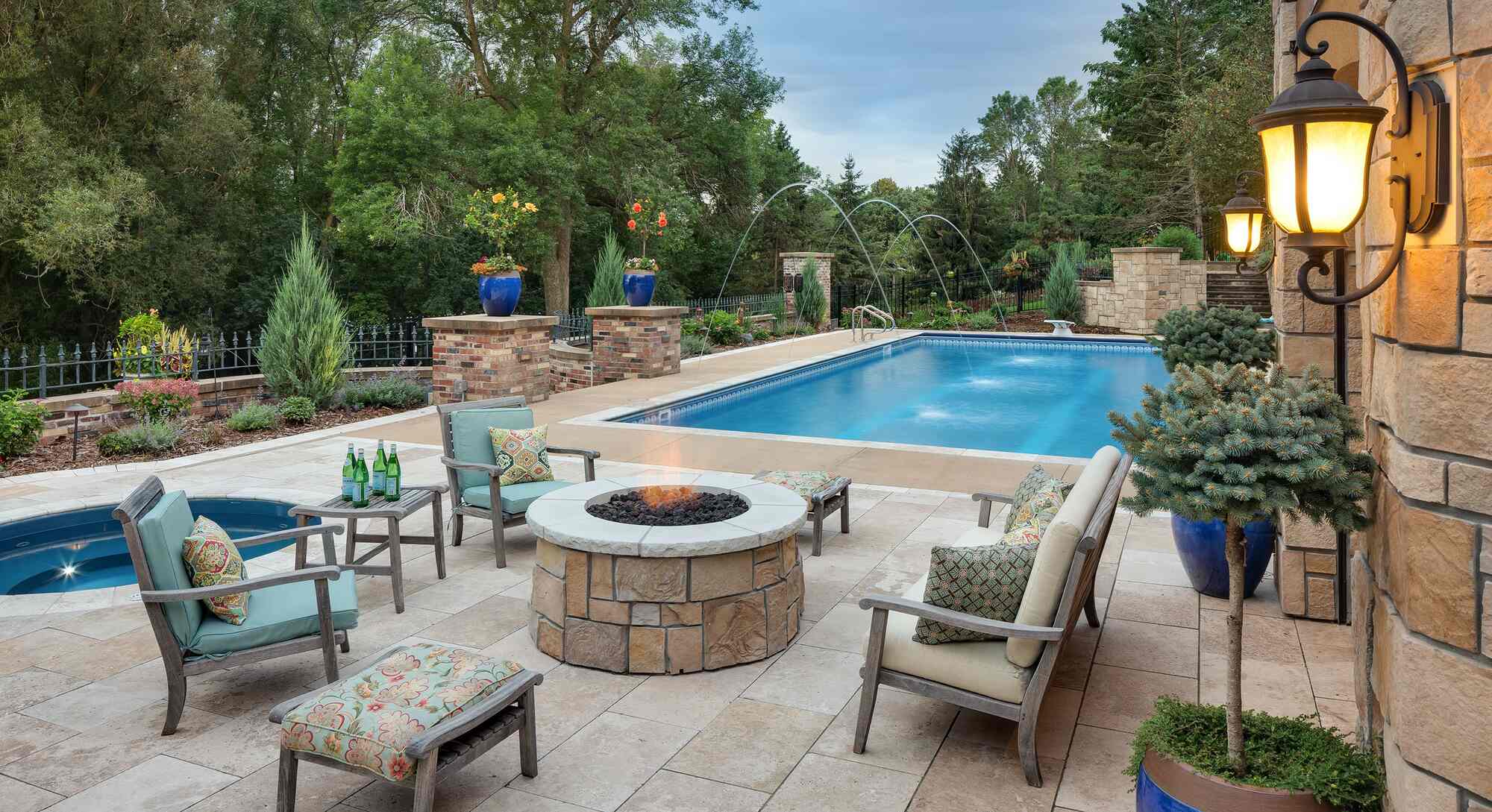 Roseville pool area with modern lighting and refreshed design