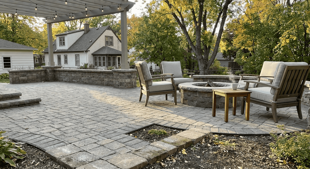 Backyard patio refresh in Minneapolis with new pavers and outdoor living features