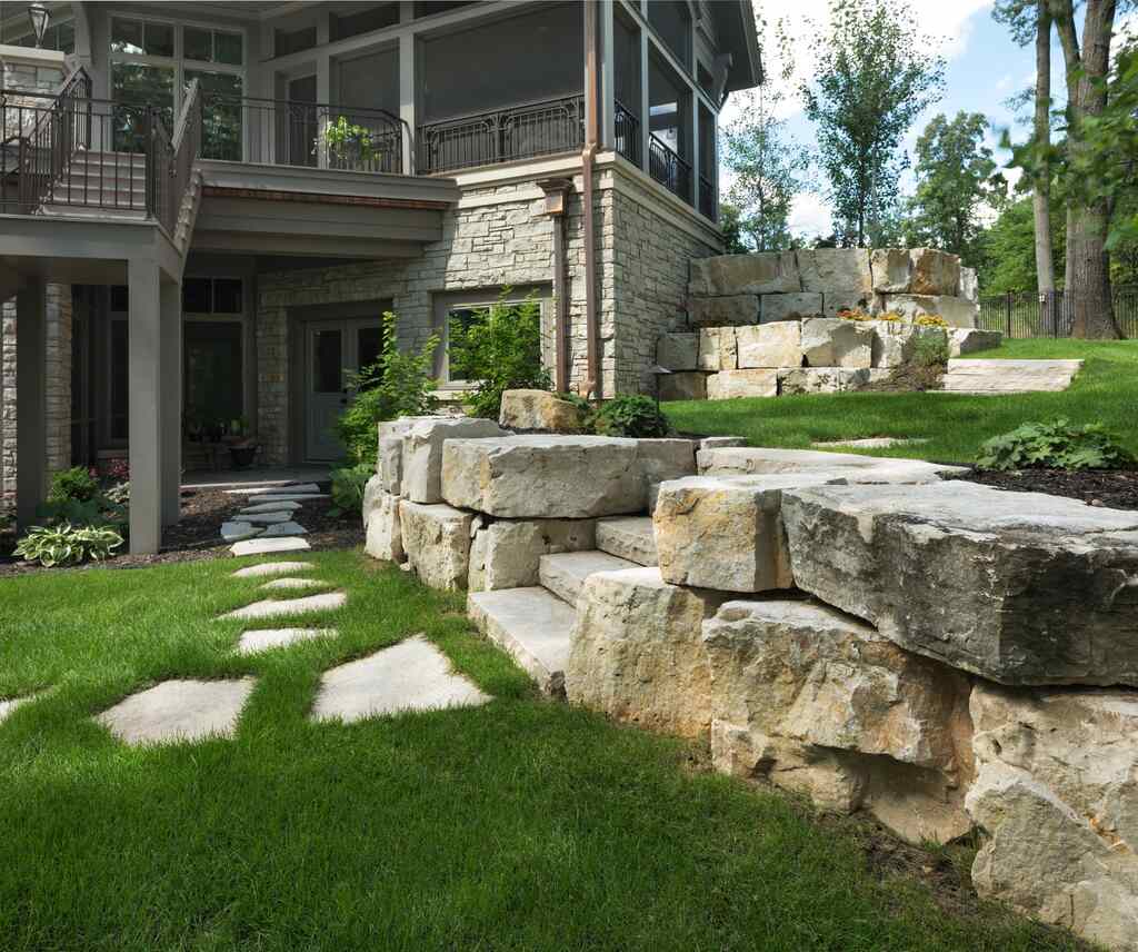 Retaining wall in Minneapolis showing signs of repair or replacement needs
